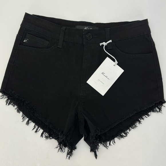 Kancan Black Mid Rise Denim Stretch Shorts W7 27 Frayed Raw Distressed H… - Picture 10 of 10